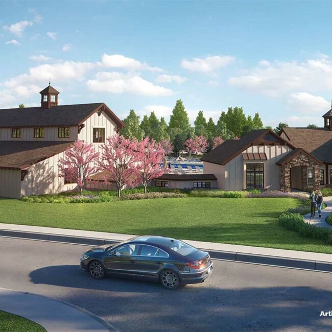 An early rendering shows the full vision of the clubhouse amenities.