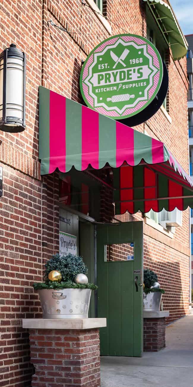 A bright and welcoming awning welcomes shoppers to the Westport location.